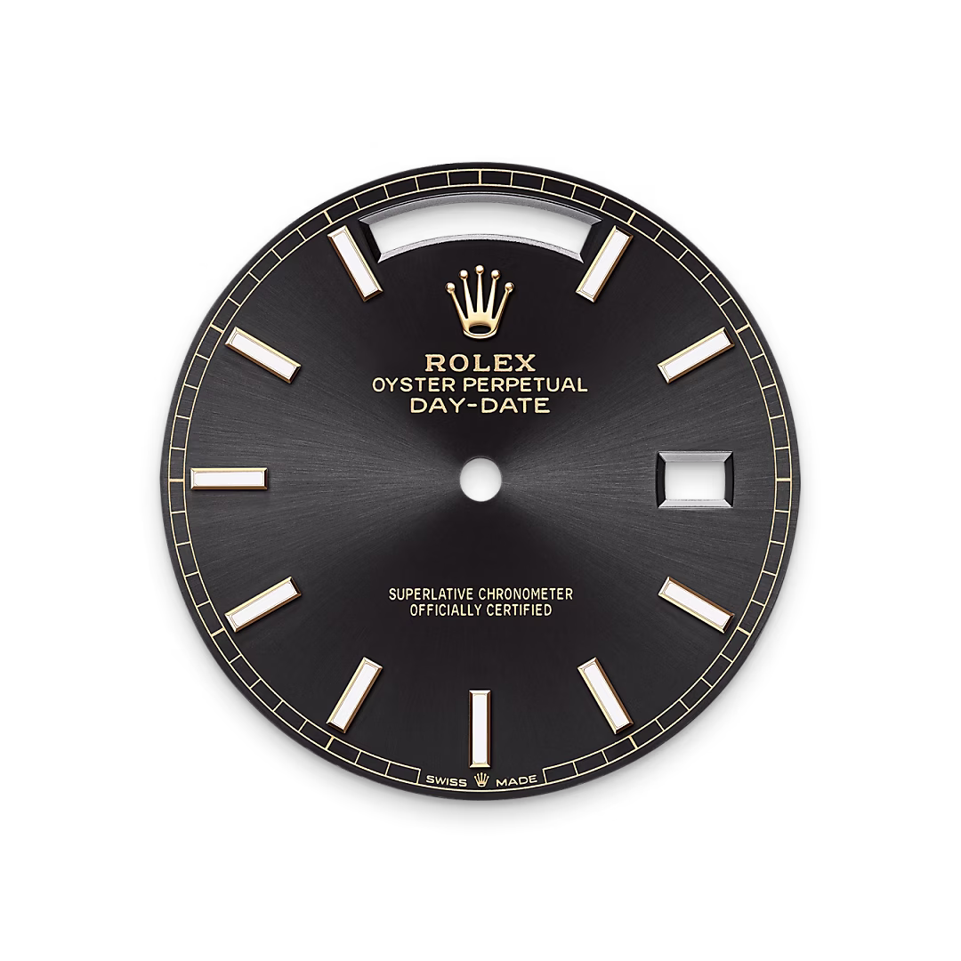 Rolex Day-Date 40 — Strahlend schwarzes Zifferblatt