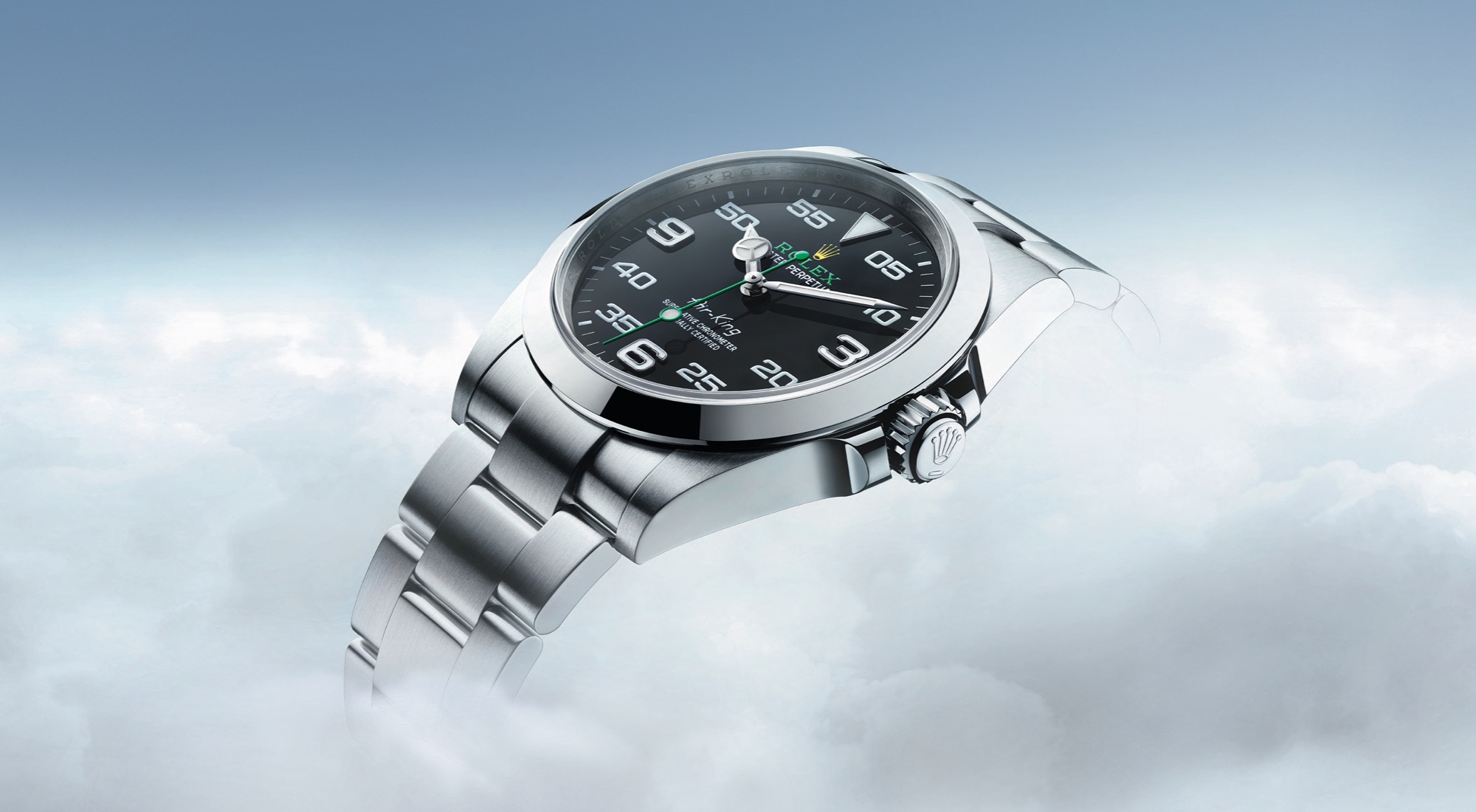 Rolex Air-King — Ambiance über den Wolken, schwebend im Himmel