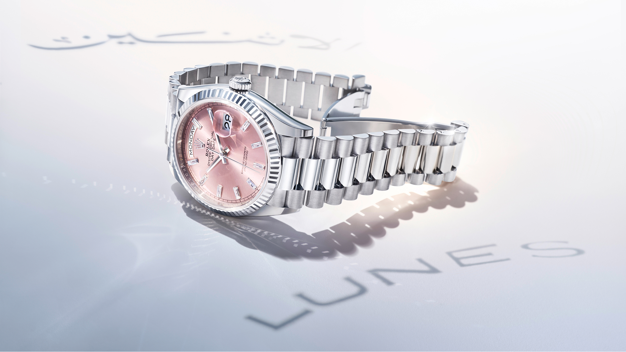 Rolex Day-Date — Schatten in mehreren Sprachen (Lunes)