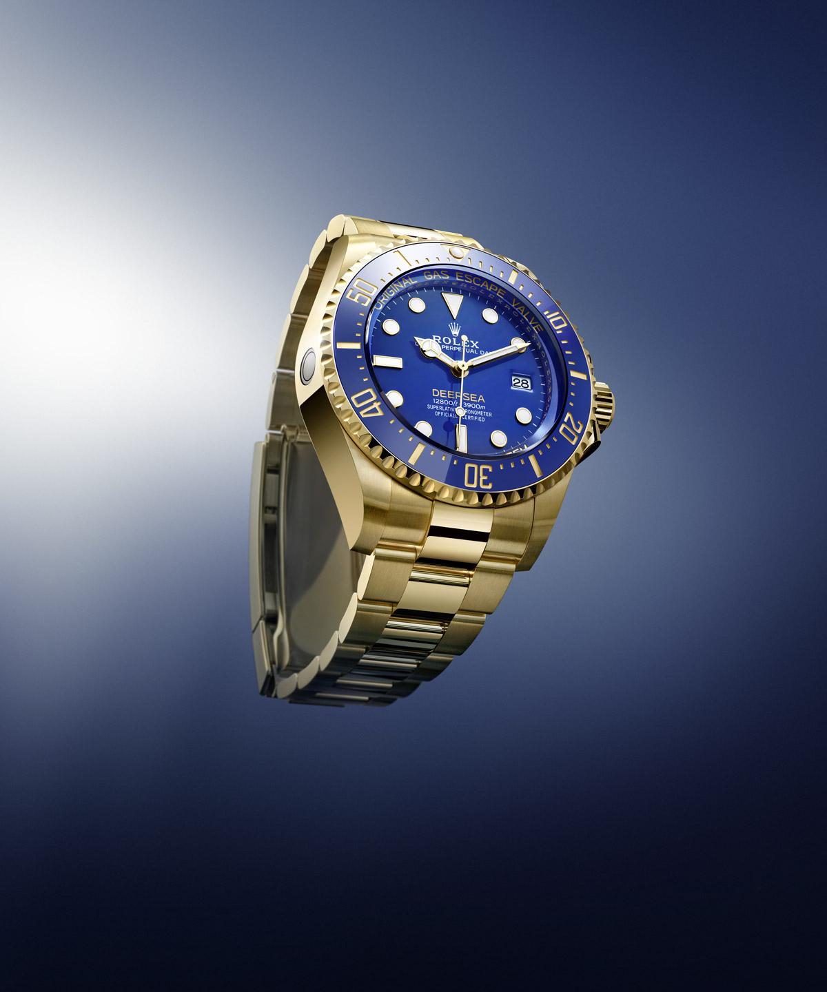 Rolex Deepsea in 18 Karat Gelbgold mit blauem Zifferblatt