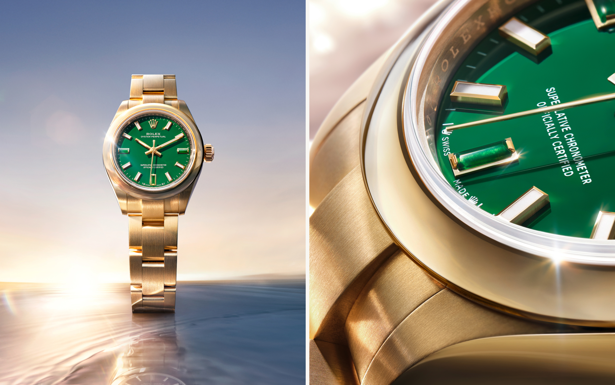 Rolex Oyster Perpetual 28 und 34 — 18 Karat Gelbgold und 18 Karat Everose-Gold — Einzigartiger Glanz