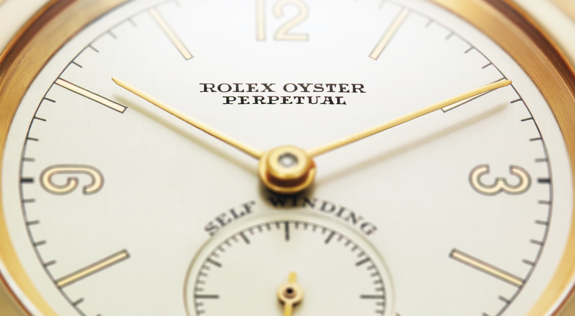 Vintage Rolex Oyster Perpetual — Zifferblatt-Close-Up mit Schriftzug „Self Winding